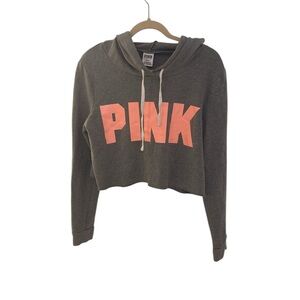 PINK Victoria's Secret Gray and Pink Cropped Sweater